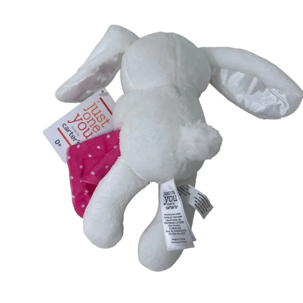 Carters Just One You White‎ Plush Bunny Holding Pink Security Blanket NWT